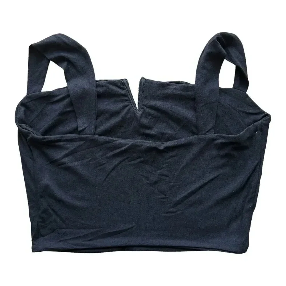 Naked wardrobe Black Flare Pant Soft Cropped Top Tank 2 PC Set Outfit Size 1X - Picture 15 of 15